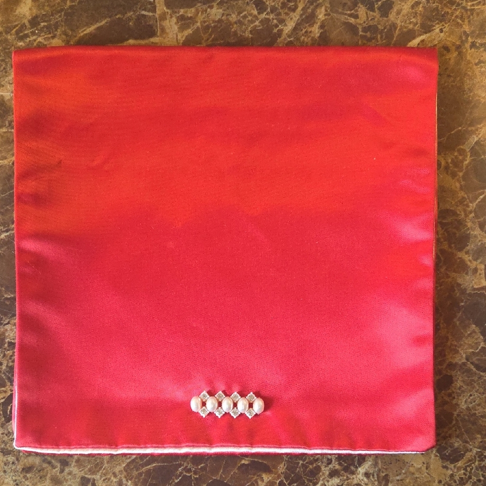 Dior Red Silk Lingerie Bag with Crystal Accents